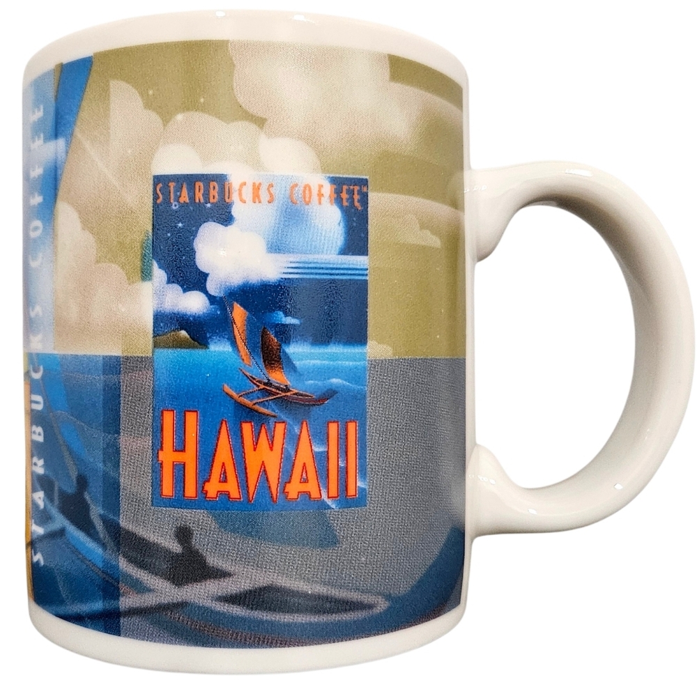 Rare STARBUCKS 2001 HAWAII Stamp series coffee mug VGUC cup vintage 12 oz